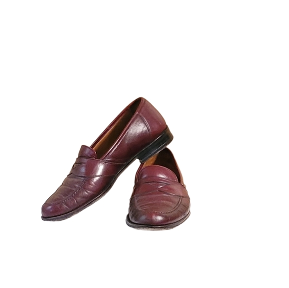 Men Vintage Leather Burgundy Loafers By Magnanni Size 8M Made In Spain - Picture 8 of 11